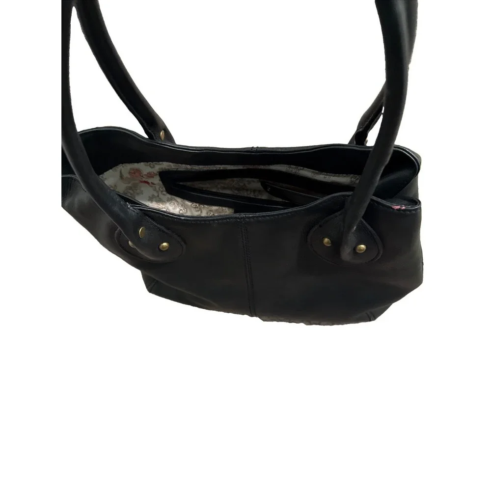 CLARKS Satchel Leather Bag Purse Black